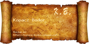 Kopacz Bodor névjegykártya